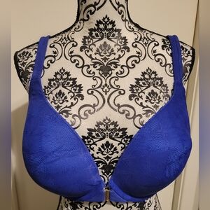 Cacique Lane Bryant Front Close Cotton Boost Plunge Bra 42DDD Clematis Blue‎